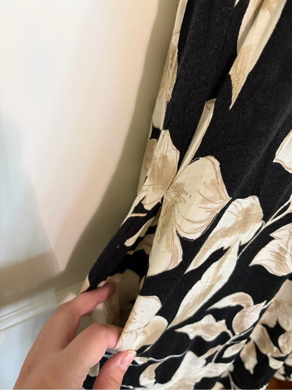 Maurices Black Mini Dress with Cream Floral Print